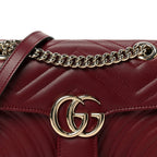 Calfskin Matelasse Small GG Marmont Shoulder Bag Rosso Ancora Red