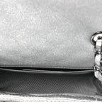 Metallic Lambskin Perforated Mini Rectangular Flap Silver