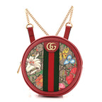 GG Supreme Monogram Web Flora Mini Ophidia Round Backpack Red