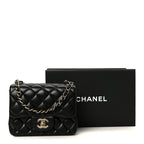 Lambskin Quilted Mini Square Flap Black