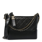 Aged Calfskin Quilted New Medium Gabrielle Hobo Black