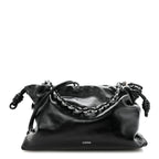 Patent Lambskin Donut Chain Large Flamenco Knot Clutch Black