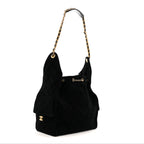 Suede Quilted Medium Chanel 25 Handbag Black