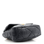 Goatskin Quilted Large Chanel 19 Flap Navy Blue