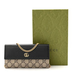 Dollar Calfskin GG Supreme Monogram Petite GG Marmont Wallet Chain Bag Black Beige Ebony