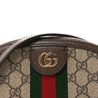 GG Supreme Monogram Textured Dollar Calfskin Web Small Ophidia Dome Shoulder Bag Beige Ebony New Acero