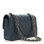 Caviar Quilted Small Double Flap Dark Grey