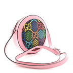 GG Supreme Monogram Psychedelic Round Shoulder Bag Black Multicolor Sugar Pink