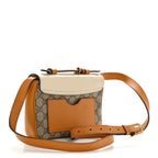 GG Supreme Monogram Calfskin Mini Padlock Flap Pocket Shoulder Bag Beige Mystic White Sun Oil