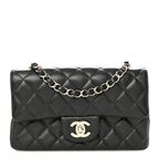 Lambskin Quilted Mini Rectangular Flap Black
