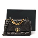 Lambskin Quilted Medium Chanel 19 Flap Dark Brown