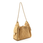 Suede Quilted Mini Chanel 25 Handbag Beige