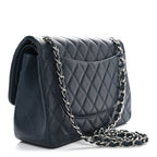Caviar Quilted Jumbo Double Flap Blue