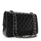 Lambskin Quilted Medium Double Flap Black
