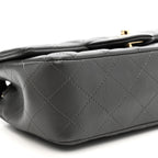 Lambskin Quilted Mini Rectangular Flap Dark Grey