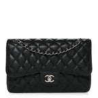 Caviar Quilted Jumbo Double Flap Black