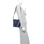 Tritone Calfskin Web Mini Ophidia Bucket Bag Blue