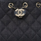 Denim Quilted Mini Chanel 25 Handbag Dark Blue