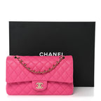 Caviar Quilted Medium Double Flap Dark Pink