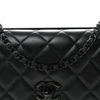 Lambskin Quilted Trendy CC Wallet On Chain WOC So Black
