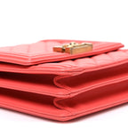 Calfskin Quilted North South Boy Flap Coral