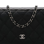 Caviar Quilted Wallet on Chain WOC Black