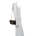 Calfskin Matelasse Mini GG Marmont Shoulder Bag Black