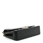 Lambskin Quilted Medium Double Flap Black