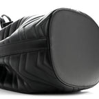Calfskin Matelasse Sylvie Web GG Marmont Bucket Bag Black