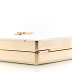 Patent Calfskin Boy Minaudiere White