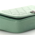 Caviar Quilted Boy Phone Holder Wallet On Chain Green