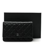 Caviar Quilted Wallet on Chain WOC Black