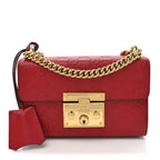 Guccissima Small Padlock Shoulder Bag Hibiscus Red