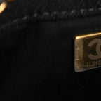 Washed Denim Quilted Small Chanel 25 Handbag Black