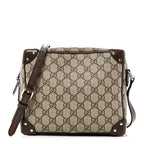 GG Supreme Monogram Textured Calfskin Square Messenger Bag Beige Ebony New Acero