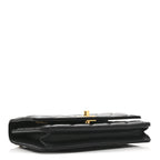 Shiny Lambskin Quilted Dynasty Wallet On Chain WOC Black