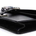 Dollar Calfskin Enamel Small Dionysus Shoulder Bag Black Electric Blue