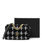 Tweed Quilted Large Chanel 19 Flap Black White
