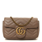 Calfskin Matelasse Super Mini GG Marmont Shoulder Bag Porcelain Rose