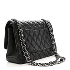 Lambskin Quilted Jumbo Double Flap Black