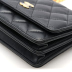 Lambskin Quilted CC Pearl Enamel Clutch on Chain WOC Black