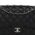 Caviar Quilted Jumbo Double Flap Black