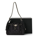 Denim Quilted Mini Chanel 25 Handbag Dark Blue