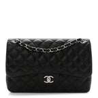 Lambskin Quilted Jumbo Double Flap Black