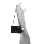 Patent Quilted Jumbo Double Flap Black