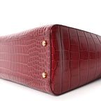 Calfskin Crocodile Embossed Archetype Small Shopper Tote Burgundy