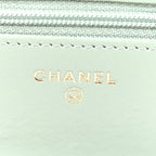 Lambskin Quilted Trendy CC Wallet On Chain WOC Grey