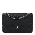 Caviar Quilted Jumbo Double Flap Black