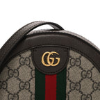 GG Supreme Monogram Web Mini Ophidia Round Shoulder Bag Brown