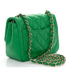 Lambskin Quilted Mini Square Flap Green
